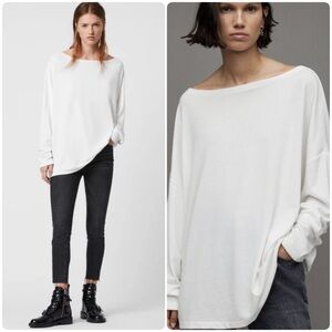 All Saints Rita Long Sleeves Dolman Sleeves Boat Neck Oversized Tshirt Size M